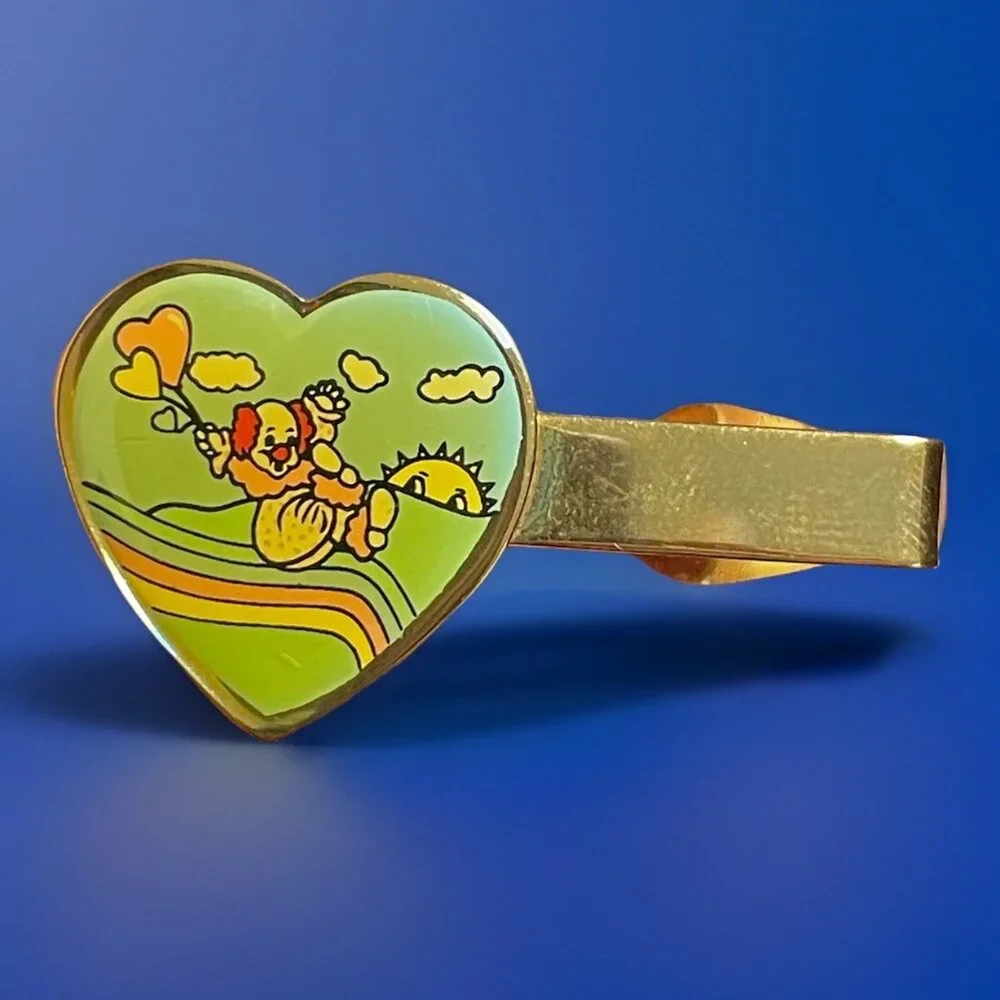 READ Oddity Tie Bar Clip Clown Sunshine Hearts Rainbow